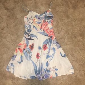White blue and orange dress